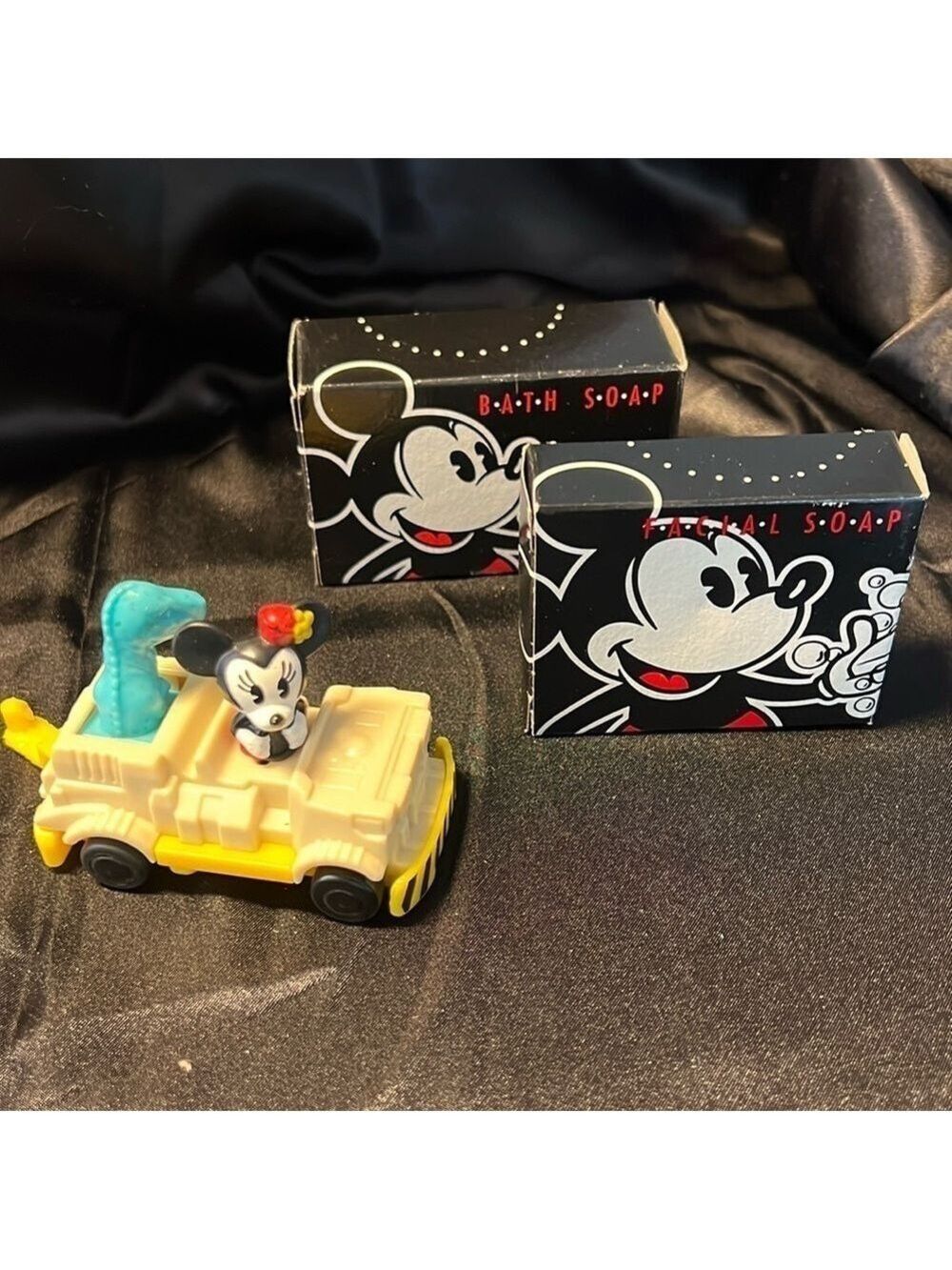 Disney facial and bath soap and toy car lot. Mickey Mouse resort soaps.